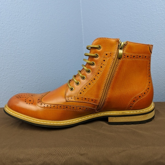 Mens "Bruno" Tan Ankle Boots/Oxfords - Picture 3 of 5